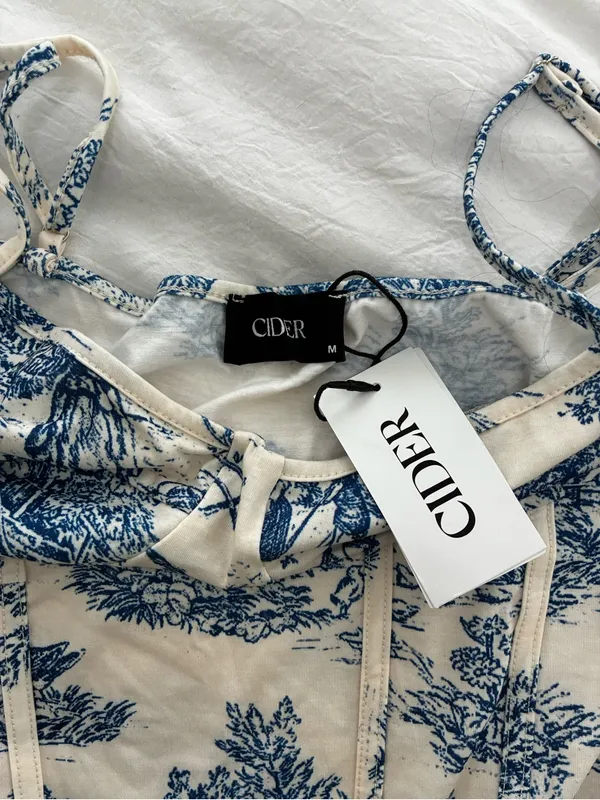 Cider Cream and Navy Toile One-Piece - Image 2