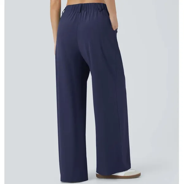 Halara Breezeful High Rise Wide Leg Palazzo Pants Size Large Tall Blue Career - Image 11