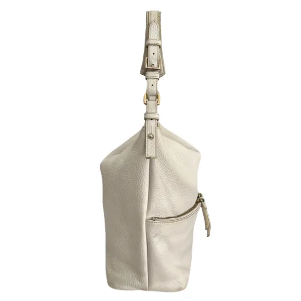 Dooney & Bourke Ivory Pebbled Leather ‘Dillen Large Pocket’ Hobo Shoulder Bag - Image 4