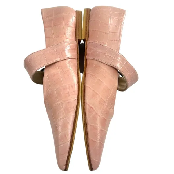 Freda Salvador Ivy Mary Jane Flats Pointed Toe Embossed Leather Pink‎ Croc Sz 7 - Image 4