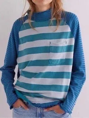 Free People Striped Blue Top long sleeve - Image 2