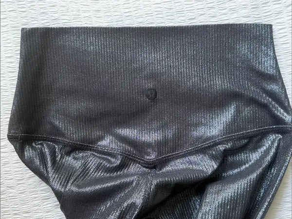 lululemon athletica Metallic Black High-Rise Ribbed Leggings - Image 4