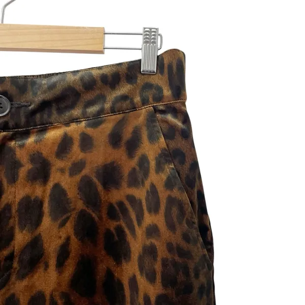 Cabi Party Velvet Pant Leopard Print Wide Leg Trousers Brown Black Size Large - Image 6