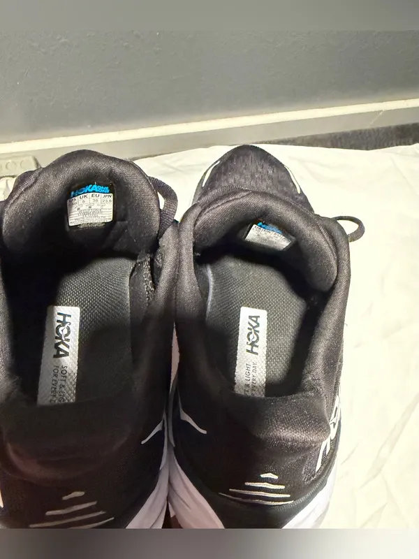 Hoka one clifton 8 women Black and White Athletic Running Shoes size 6.5B - Image 8