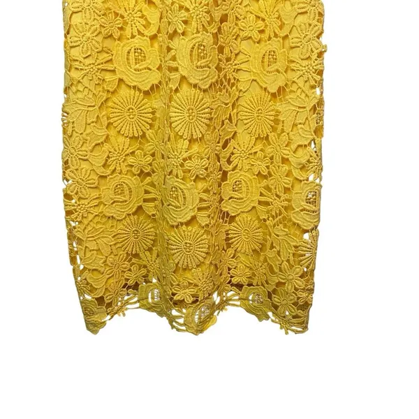 Lulus‎ Yellow Love Poem Floral Crochet Lace Halter Sleeveless Dress Size Medium - Image 3