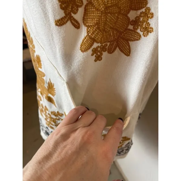 Free People Talia White Floral Embroidered Lace Up Cut Out‎ Back Tunic Top XS - Image 6