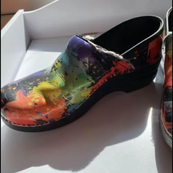 Dansko Paint Splatter Splotchwork Professional Mules Slip‎ On Clogs Work Shoes - Image 5