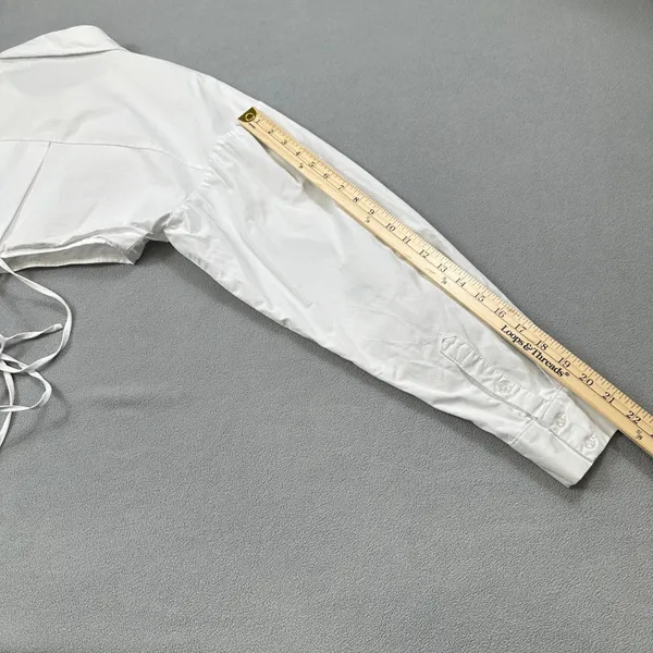Lioness White Crop Top Shirt S Tie Front Long Sleeve Button Down Collared Croped - Image 5