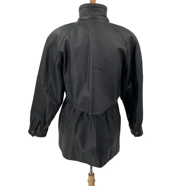 Vintage Genuine Leather Jacket Longline Layered Full Front Zipper Womens Medium - Image 7