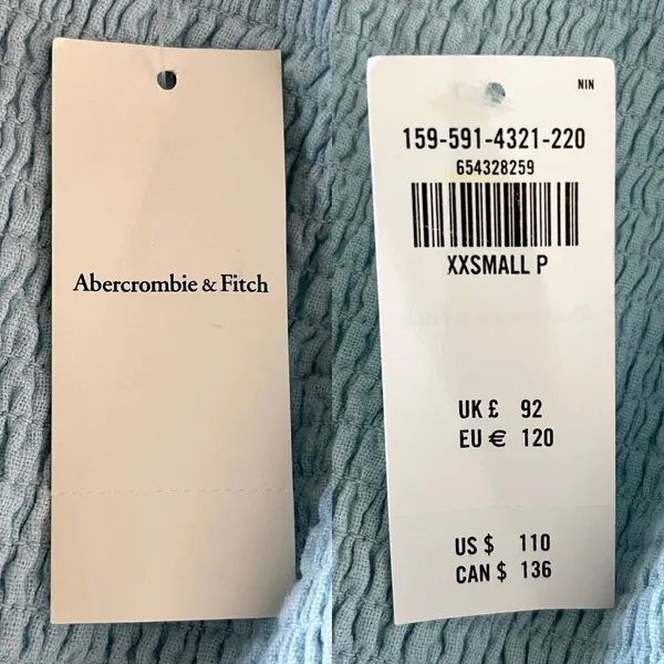 Abercrombie & Fitch Midi Dress XXS Blue Smocked Tiered New - Image 7