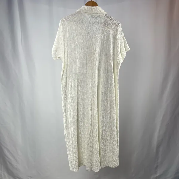 Eloquii Short‎ Sleeve Button Front Dress in White Size 24 - Image 4