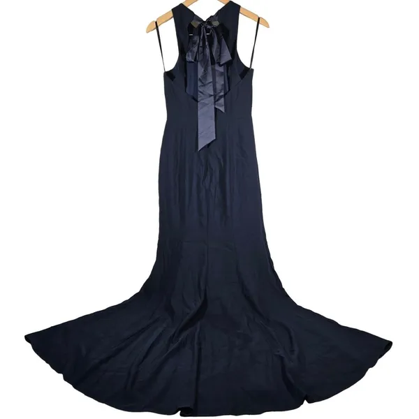 Dessy Collection Midnight Blue Bow Back Mermaid Evening Gown Dress 4 Style 3084S - Image 4