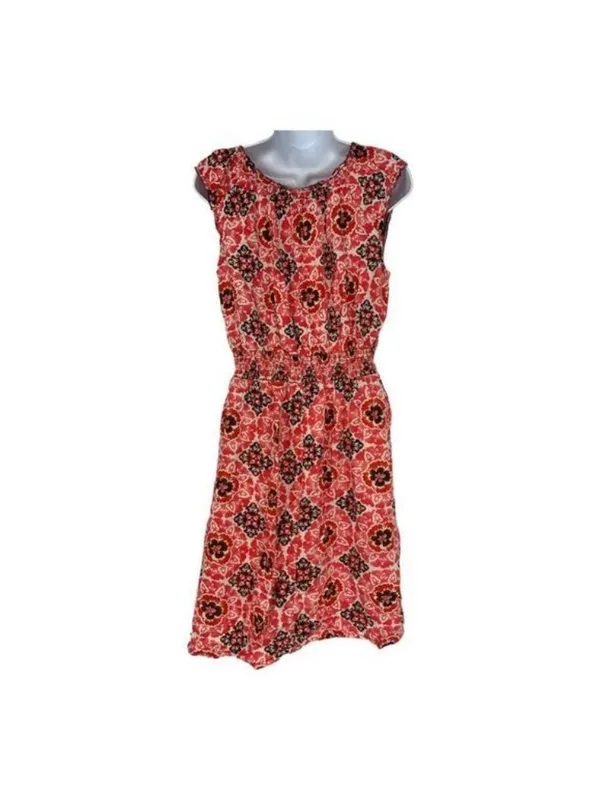 Faded Glory Coral Print Womens Sleeveless Dress Size M (8-10) Elastic Waist - Image 7