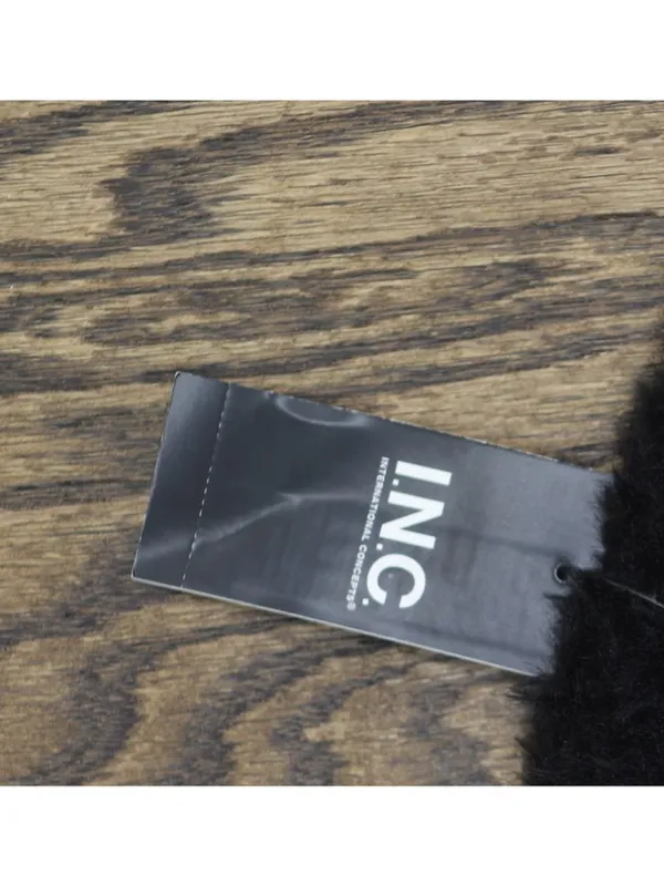 NWT Inc International Concepts Womens Faux Fur Cuff Ribbed Knit Beanie Black - Image 6