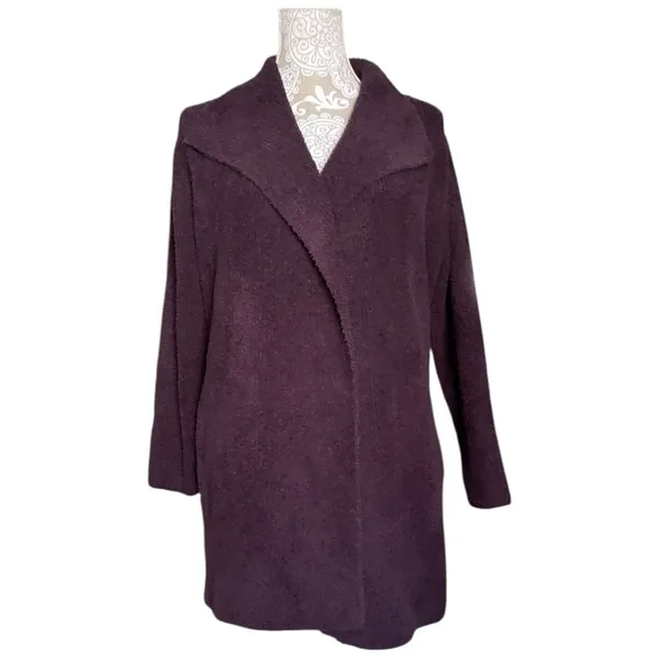 Barefoot Dreams CozyChic Plum Purple Knit Robe Size L Soft Lounge Sweater - Image 5