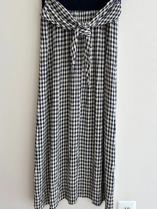 Panáche Vintage Gingham Print Belted Midi Dress, Black/Cream, Size 8 - Image 16