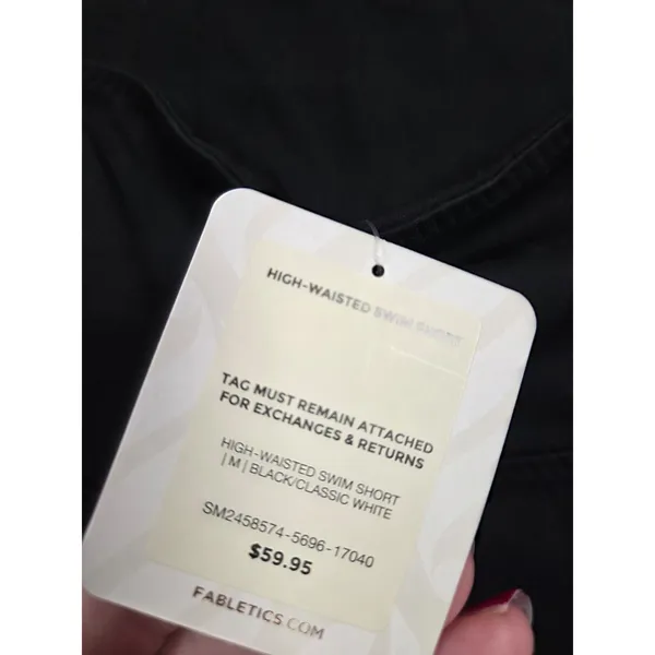 Fabletics NWT High-Waisted Swim Short Classic Black White Size Medium - Image 3