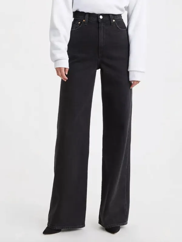 Levi’s Premium Ribcage Wide Leg Jeans W23 L32 Black Big E Zip Fly $110 - Image 15