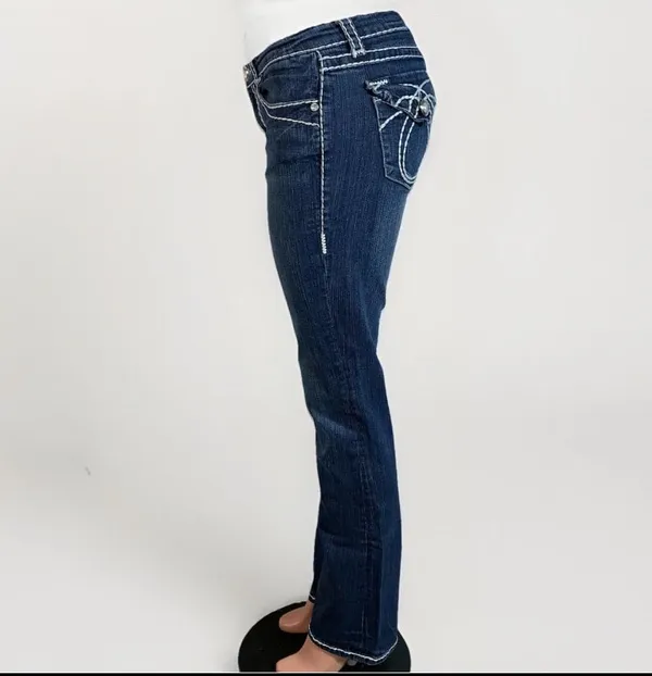 L.A. Idol USA Blue Bootcut Denim Jeans (Women's SZ 9) Actual 31X33 - Image 3