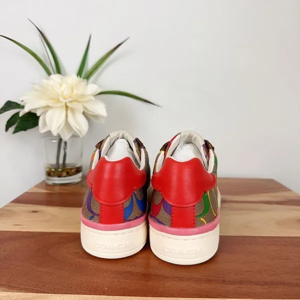NWT Coach Clip Low Top Sneaker In Rainbow Signature Canvas size‎ US5/EU 35.5 - Image 7