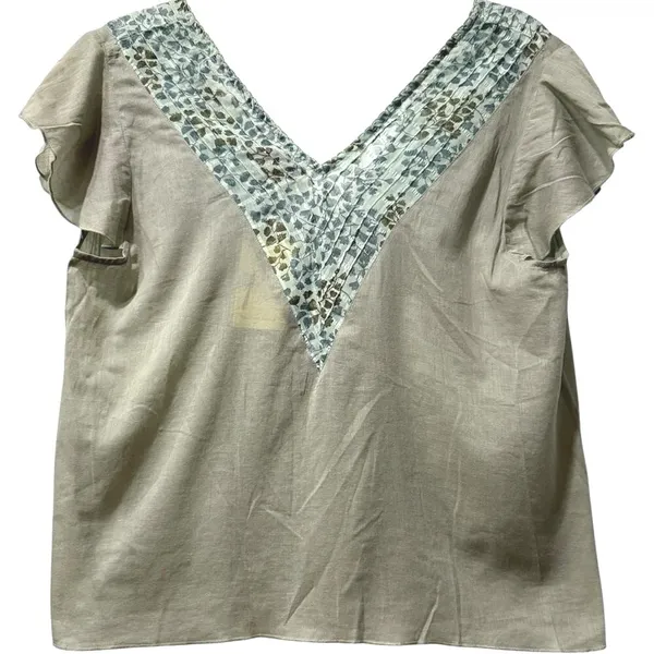 Free People Dragonfly VTG Deadstock Pleated Floral Trim Flutter Sleeve‎ M New - Image 3