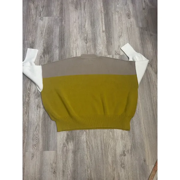 Free People Easy Street Tunic Sweater Womens‎ Small Oversized Colorblock Mustard - Image 4