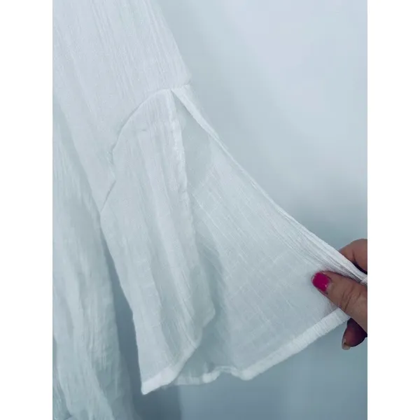Spense White Gauzy‎ Tunic Top Size M Flowy Asymmetric Beachy Boho CoverUp Resort - Image 5