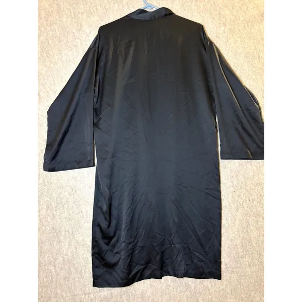 Victoria’s Secret Satin Midi Robe XS/S Black Wrap Kimono Long Sleeve - Image 2