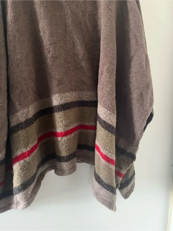 Loft Brown Cowl Neck Wool Blend Knit Poncho Sweater XS Equestrian Fall Oversized - Image 3