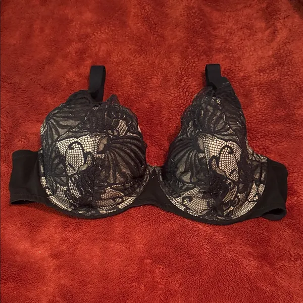 Paramour Black and Cream Lace Bra Size 38D - Image 4