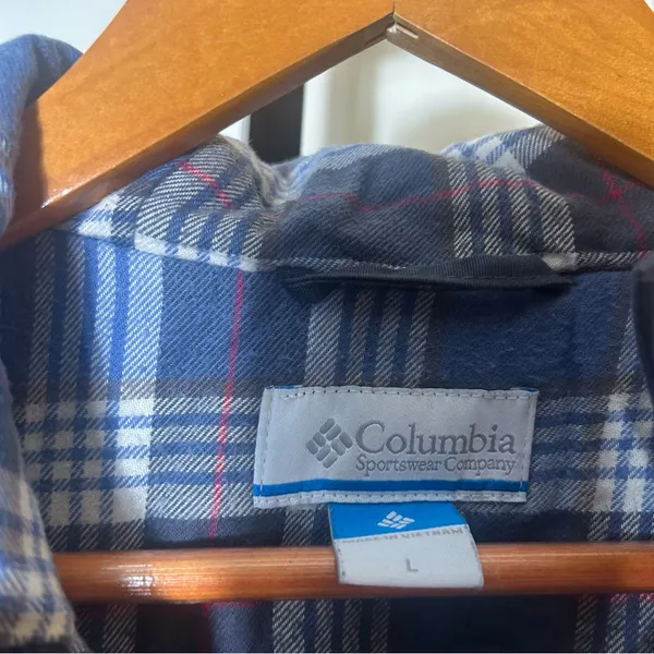 Columbia Women's Canyon Cross Jacket Parka Coat Blue Plaid‎ Hood Size Large - Image 5