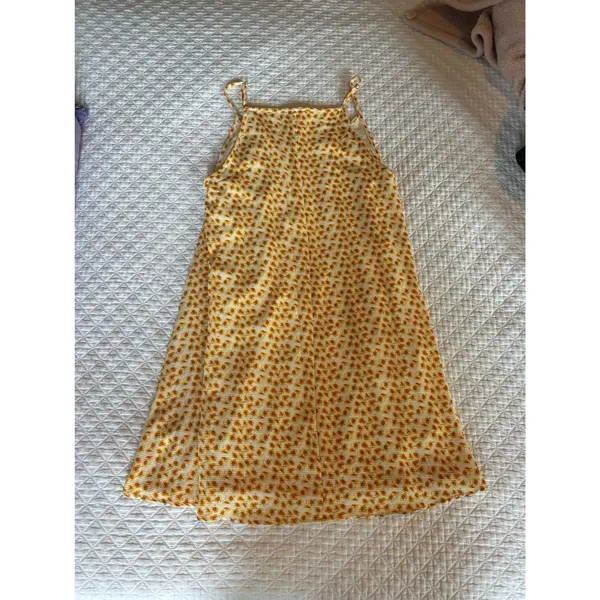 Women's yellow floral print shift mini dress - Image 4