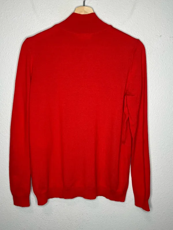 Sézane 100% Merino Wool Knit Jacob Jumper Mock Neck Sweater in Red - Image 2