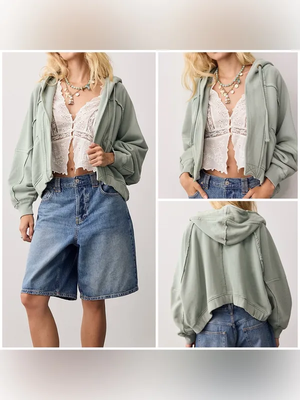 NWOT Free People We the Free Lena Shrug - Odessa Grey green - medium - Image 2
