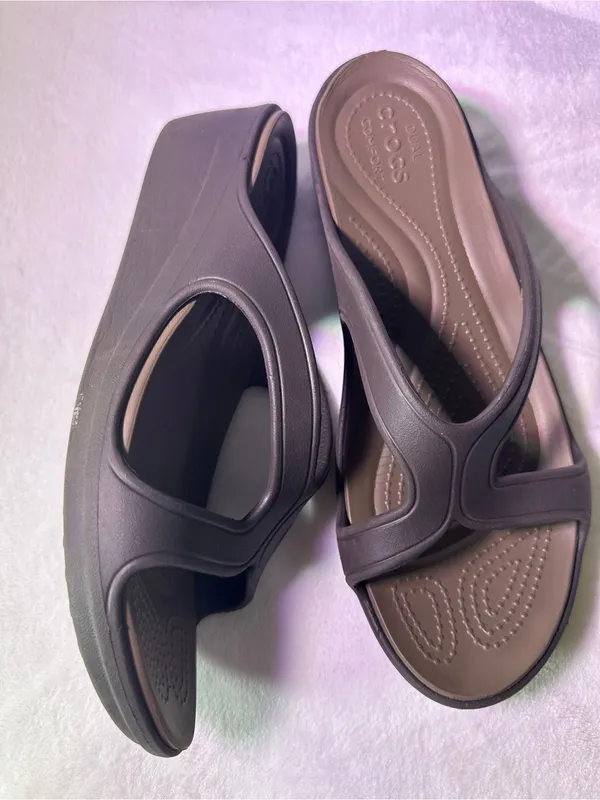 CROCS Women's Wedge Slide Sandal in Olive - Image 5