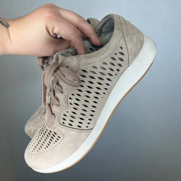 Dansko Charlie Taupe Suede Perforated Lace Up Walking Sneakers Women 42 11.5-12 - Image 3