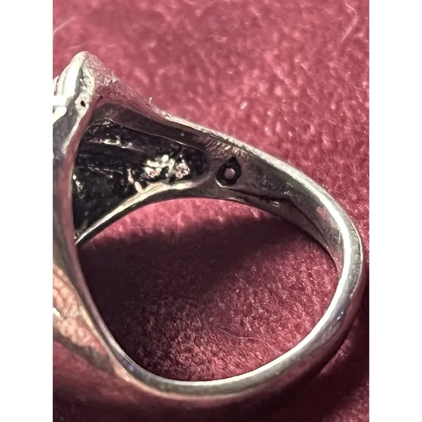 Size 11 Statement Faux Turquoise Ring - Modernist Silver-Tone Cage Design - Image 5