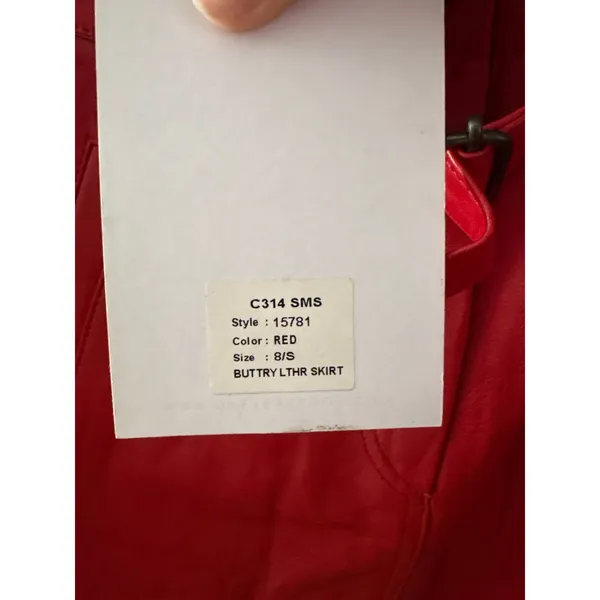 NWT One Teaspoon Sz Small Cherry Red Buttery Leather Belted Micro Mini Skirt - Image 2
