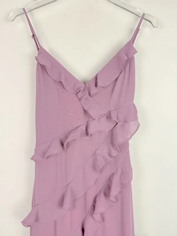 NWT Lulus Fancy Sweetness Lavender Ruffled Lace-Up Sleeveless Maxi Dress XXS - Image 3
