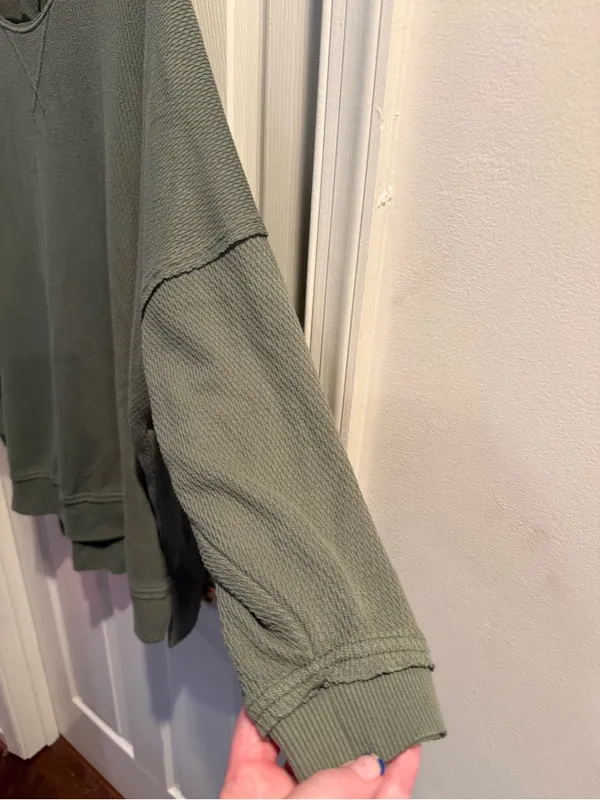aerie Olive Green Waffle Knit Top - Image 5