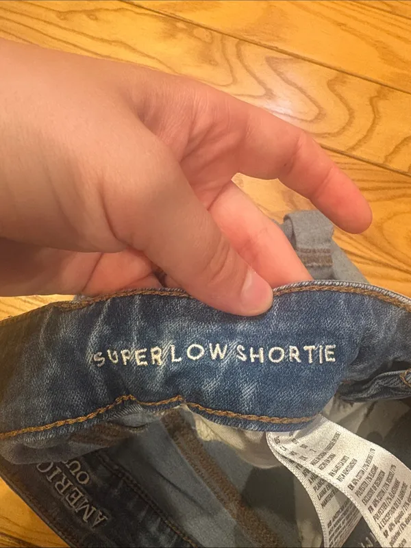 American Eagle Super Stretch Super Low Rise Shortie Denim Jean Shorts Size 00 - Image 5