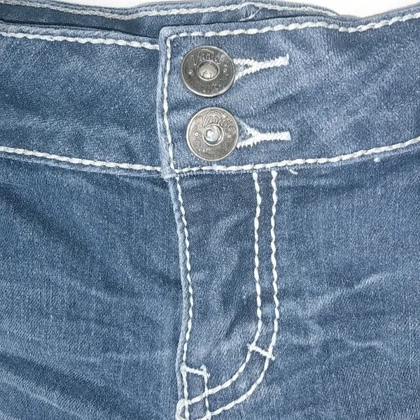 Vanity 32x2 Dark Wash Rivet Stitched Flap Pocket Jeans Short Shorts - Image 9