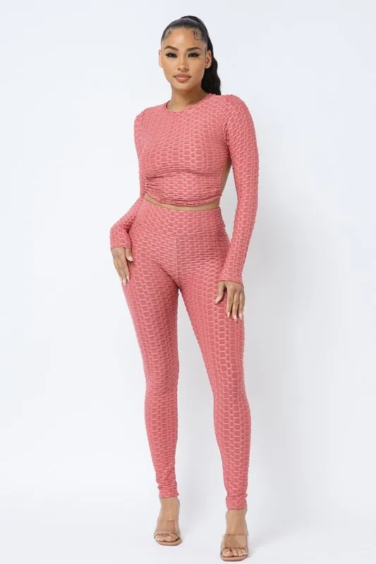 Textured Pink 2 Piece Set | Viral TikTok Baddie Fit - Image 3