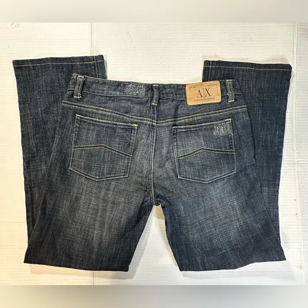 Armani Exchange Jeans Blue Straight Grunge Classic Denim‎ Logo Distressed 10 Reg - Image 4