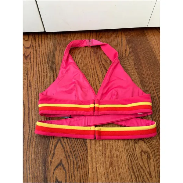 HELLO MOLLY MIAMI SUNSET STRIP CROP TOP PINK SIZE MED New - Image 2