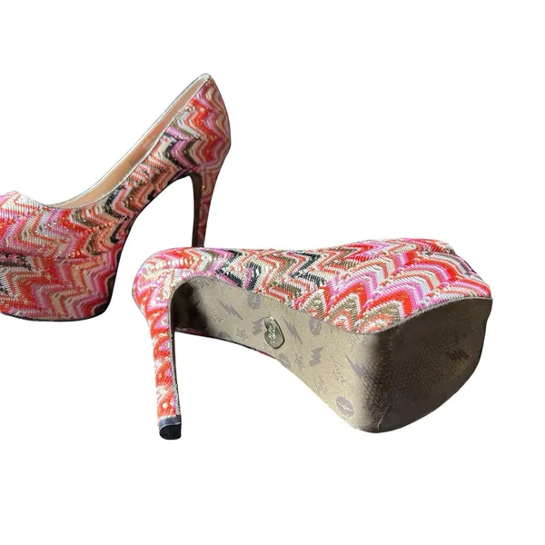 Betsey Johnson Bardot‎ Heels 9 M Fabric Platform Stiletto Heels - Image 6