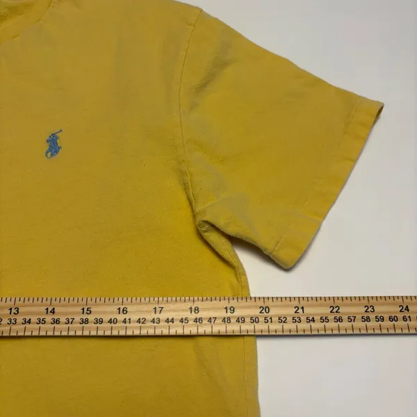 Polo Ralph Lauren T-Shirt Women Large Yellow Blue Pony Crew Neck Short Sleeve - Image 5
