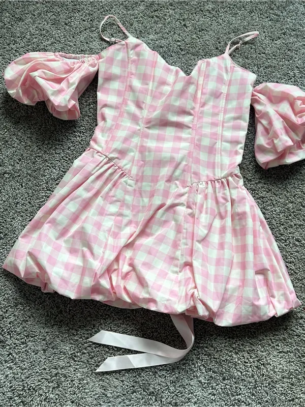 Sugar Thrillz Pink and White Gingham Mini Dress - Image 2