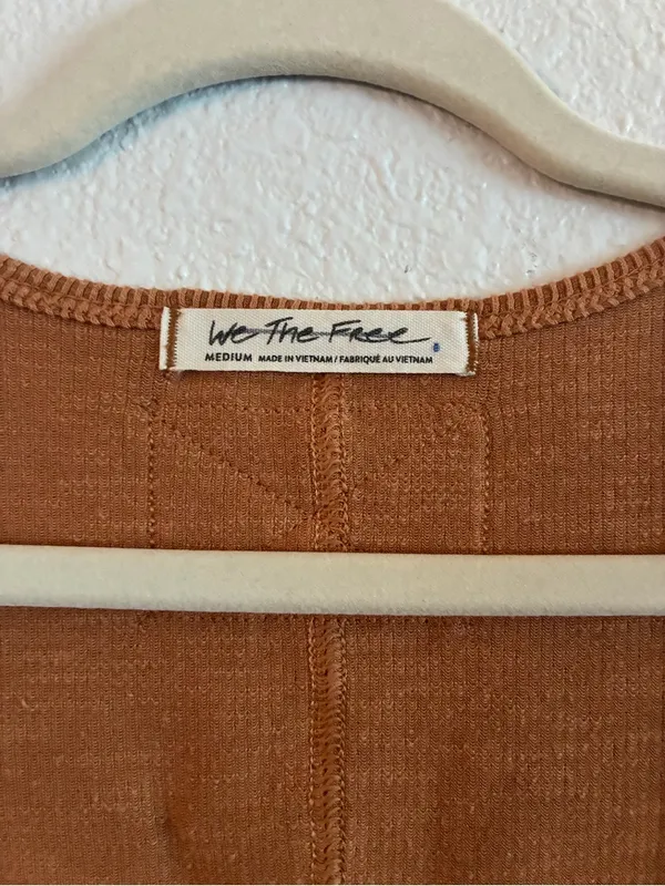 We the Free | Free People | Ribbed Button-Front Tank Dress in Brown | Medium - Image 2