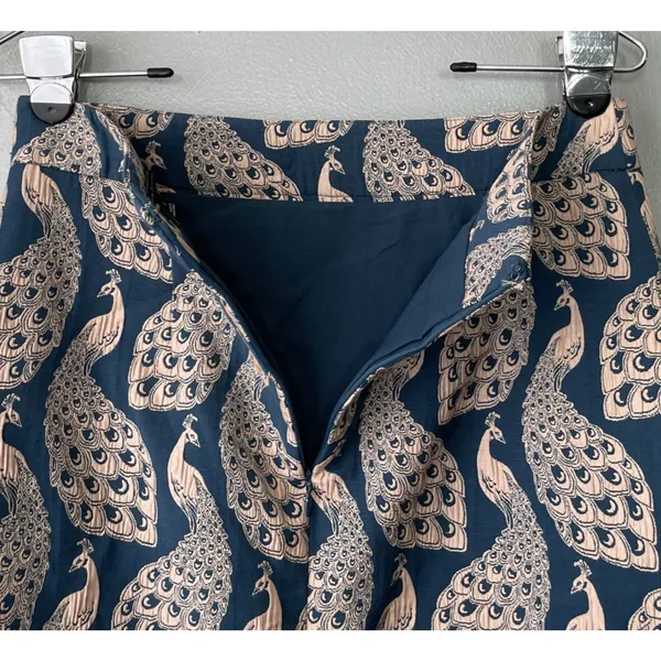 Ann Taylor Pencil Skirt Size 2 Teal Peacock Brocade Jacquard Tapestry Elegant - Image 4